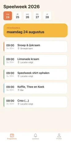 BCW-app: programma van de Speelweek